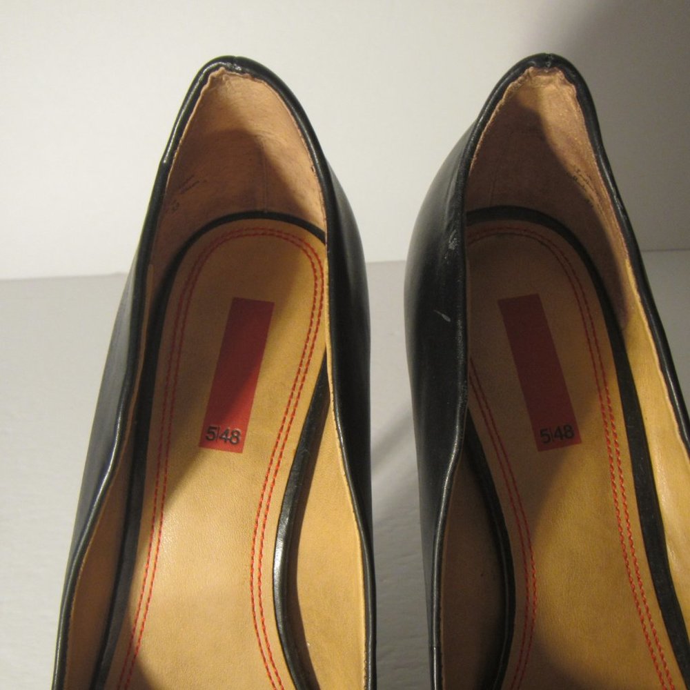 5|48 Saks Of Fifth PL-Margot Black Leather Peeptoe Open Toe Pumps Size 9/39 - Picture 10 of 12